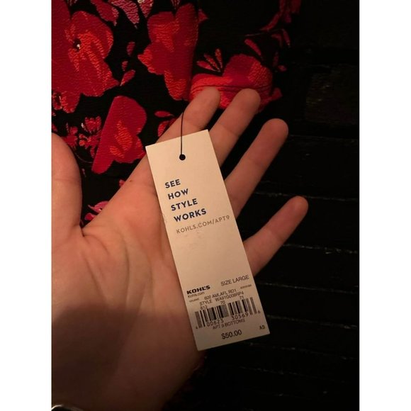 NWT APT. 9 Ladies Floral, Abstract, Bright Mid Sleeve Stretchy Dress SZ Large - Picture 7 of 9